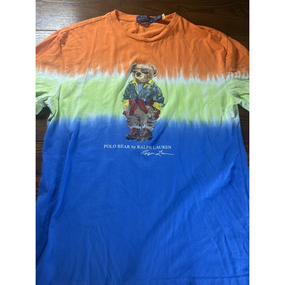 Polo Ralph Lauren Shirt Mens Small Polo Bear Tie Dye Classic Fit Cotton EUC
